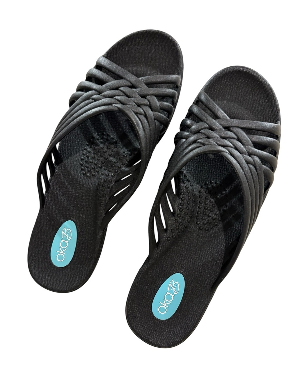 OKA b. Black Braided Slide Sandals NWT